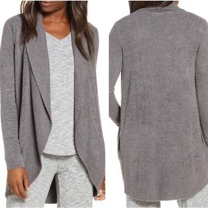 Barefoot Dreams Cozy Chic Lite Knit Circle Cardigan Gray Medium